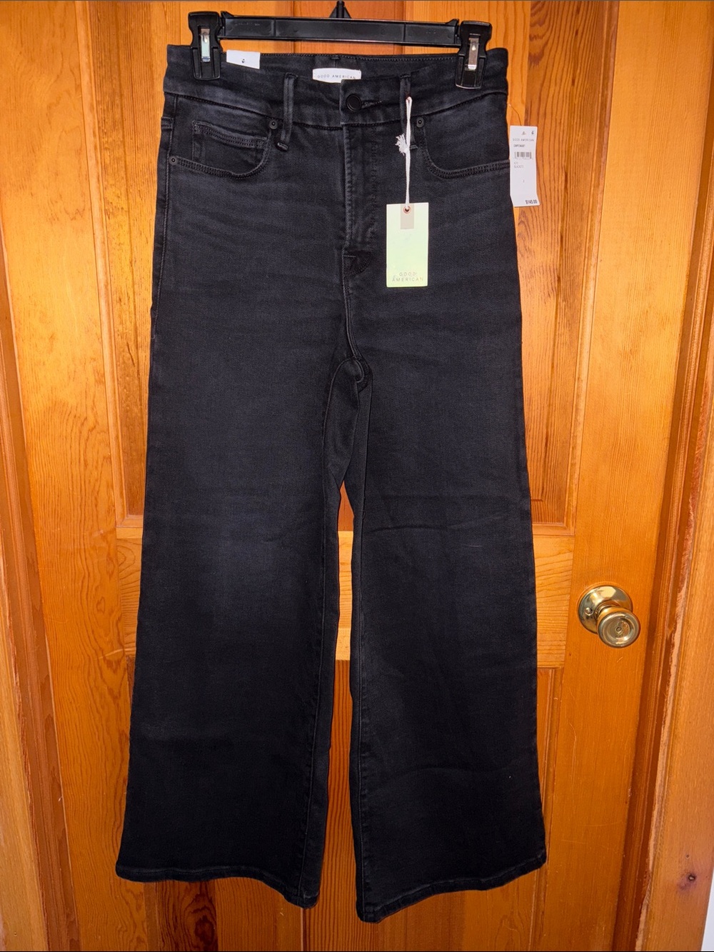 NWT Good American Black Wide Leg High-Rise Jeans Size 2